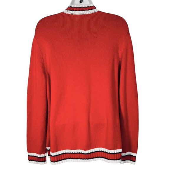 Walbusch Vintage Knit Quilted Puffer Jacket Red Cotton Cashmere Women's US 10 - Picture 12 of 16